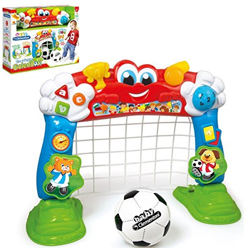 Baby Clementoni- Portería fútbol interactiva, Color Rojo, Azul y Verde (550487)