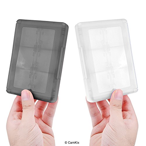 CAMKIX 2X Caja de Juego, Compatible con Nintendo 3DS - Se Adapta a hasta 44 Juegos, 4 Tarjetas SD, 4 Micro SD/TF y 4 lápices Stylus - Juego de Tarjetas Organizador - Blanco y Negro