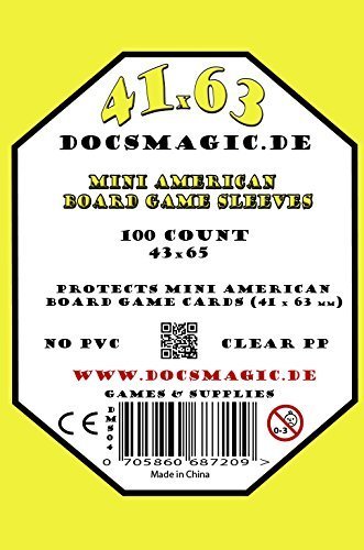 docsmagic.de 100 Mini American Board Game Sleeves - 41 x 63 - Small US - 43 x 65
