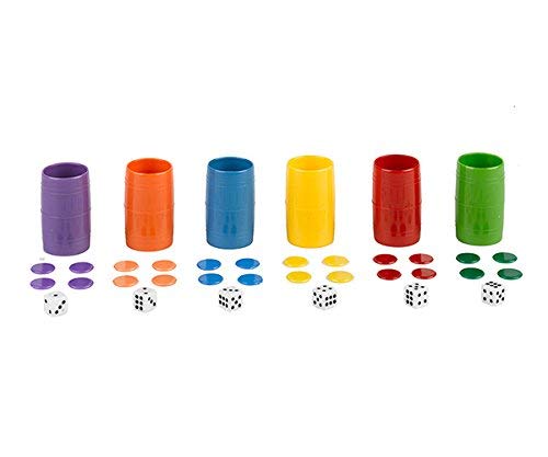 Falomir- Acc Parchís Set Completo de 6 cubiletes de plástico. Juego de Mesa (Accesorios), Multicolor (27934)