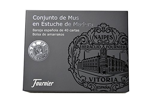 Fournier- Conjunto de Regalo Caja Madera de Mus Baraja y Amarracos, Color Negro (F43413)