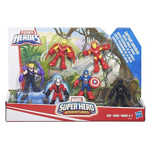 Hasbro Playskool Heroes Super Hero Adventures Captain America Figure Pack Niño - Kits de Figuras de Juguete para niños (3 año(s), Niño, 7 año(s),, Dibujos Animados, Acción / Aventura)