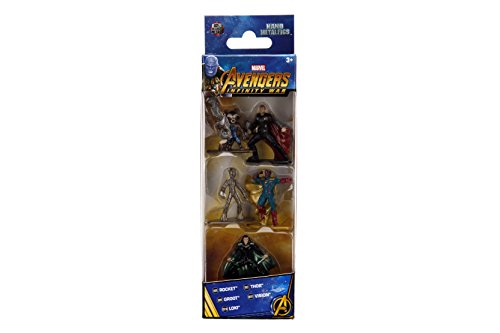 Jazwares Nano METALFIGS-Marvel Avengers Infinity War-Pack de 5 Figuras de 4 cm (Thor, Rocket, Teenage Groot, Loki, Vision), 99920