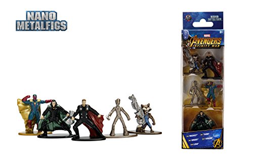 Jazwares Nano METALFIGS-Marvel Avengers Infinity War-Pack de 5 Figuras de 4 cm (Thor, Rocket, Teenage Groot, Loki, Vision), 99920