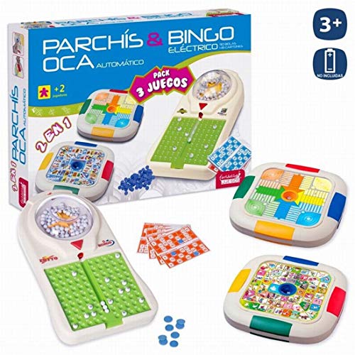 JUINSA- Set 3 Juegos Bingo/Parchis/Oca 54X38 Cm, (96828)
