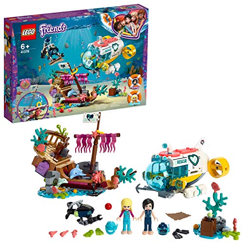 LEGO Friends - Misión de Rescate: Delfines Nuevo set de construcción de juguete de Barco Hundido y Robot Submarino Busca Tesoros (41378)