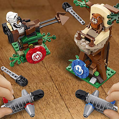 LEGO Star Wars - Action Battle: Asalto a Endor, Juguete de Construcción Inspirado en la Saga de la Guerra de las Galaxias, Inlcuye Minifiguras de un Ewok y un Soldado Imperial (75238)
