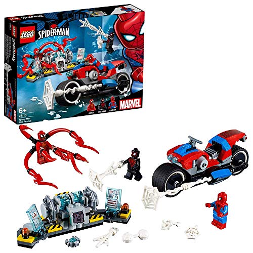 LEGO Super Heroes Rescate en Moto de Spider-Man, juguete de construcción de las aventuras del Hombre Araña, incluye un Cañón Arácnido (76113)