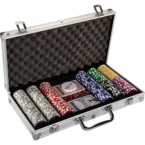 Maxstore Ultimate Pokerset con 300 Chips láser 12 Gramos núcleo de Metal , Incluyendo póker, Set, fichas de póquer, Maletas, Juego de Póquercon