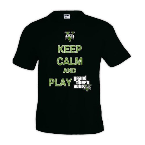 Mx Games Camiseta Keep Calm and Call Batman Negra Manga Corta (Talla: Talla-XL)