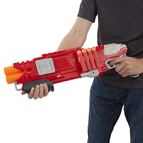 Nerf Ner Mega Doublebreach Pistola Lanza Dardos, Color Gris, Naranja, Rojo, 55 cm (Hasbro B9789EU4)