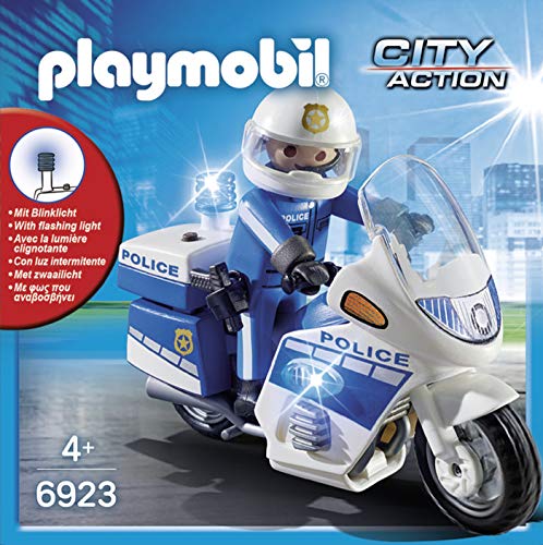 PLAYMOBIL City Action Policía con Moto y Luces LED, A partir de 5 años (6923)