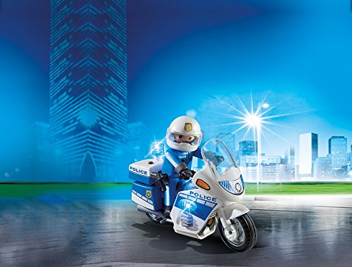 PLAYMOBIL City Action Policía con Moto y Luces LED, A partir de 5 años (6923)