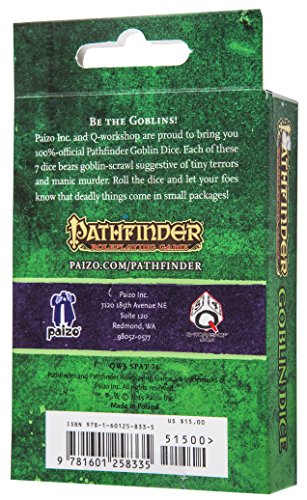 Q Workshop Pathfinder RPG Goblin Purple & Green Ornamented Dice Set 7 Polyhedral Pieces