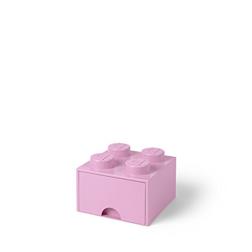 Room Copenhagen 4005 Lego Ladrillo 4 pomos, 1 cajón, Caja de almacenaje apilable, 4,7 l, Legion/Light Purple, 25 x 25 x 18 cm