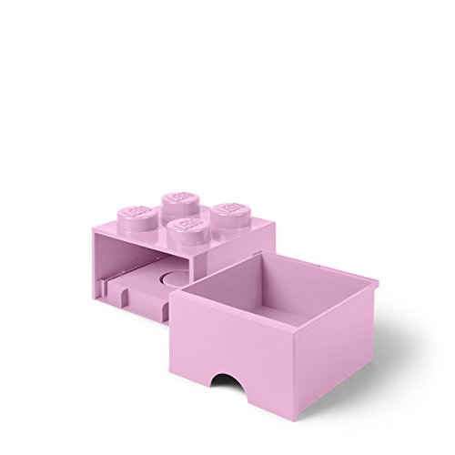 Room Copenhagen 4005 Lego Ladrillo 4 pomos, 1 cajón, Caja de almacenaje apilable, 4,7 l, Legion/Light Purple, 25 x 25 x 18 cm