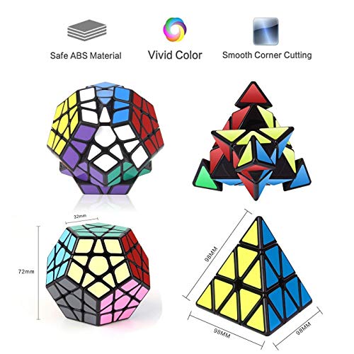 Vdealen - Juego de 3 Cubos mágicos de la colección de Velocidad, Paquete de pirámide, megaminx, Espejo, 3 x 3 x 3, Juego de Rompecabezas, Color Plateado
