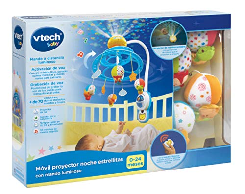 VTech 80-181022 Baby Noche Estrellitas - Proyector Móvil para Bebé, con Luces y Sonidos Relajantes, Lámpara/Módulo extraíble, Mando a Distancia y Temporizador