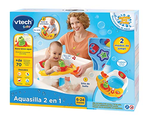 Vtech Aquasilla 2 en 1, silla de baño y panel de actividades, juguete para jugar dentro y fuera del agua, multicolor (80-515422)