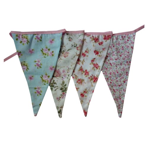 West5Products Guirnaldas de tela con diseño floral inglés para fiesta Paquete de 1 (3 metros) Multi