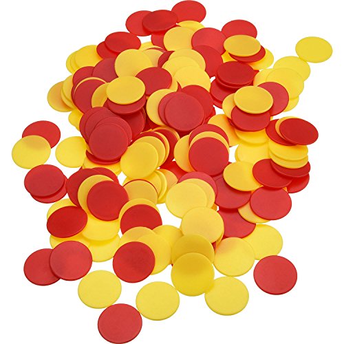 200 Piezas de Contador Colorido Marcador de Plástico Chips Bingo con Bolsa de Almacenaje para Matemáticas o Juegos (Rojo Amarillo)