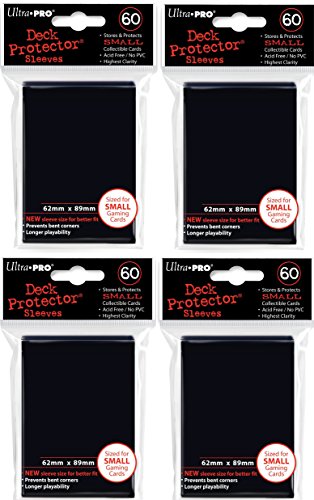 4 x Ultra Pro – Deck Protector – Small Sleeves – Black – negro (4 x 60 Sleeves) – Tamaño japonés