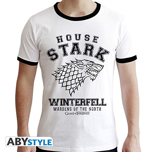 ABYstyle – Juego de Tronos – Camiseta – House Stark – Hombres – Blanco (L)