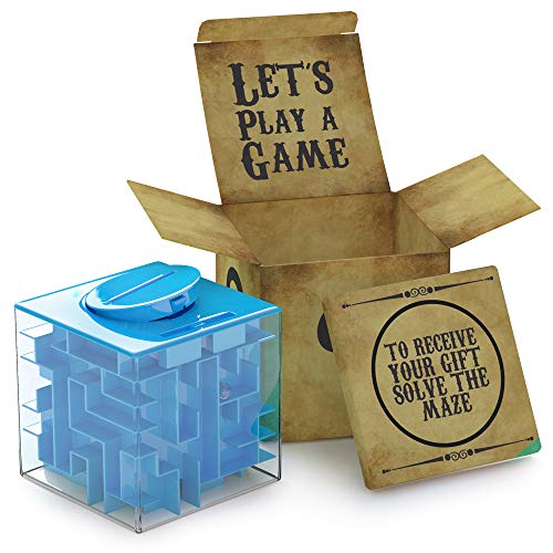 AGREATLIFE Caja Money Maze Laberinto De Dinero | Cubo Puzzle Rompecabezas | Idea Original para Regalar A Niños Y Adultos | Kit De Recompensa Reutilizable | Laberinto con Sorpresa | Lado 7.6 Cm, Azul