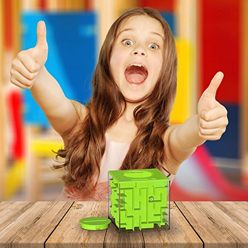 AGREATLIFE Caja Money Maze Laberinto De Dinero | Cubo Puzzle Rompecabezas | Idea Original para Regalar A Niños Y Adultos | Kit De Recompensa Reutilizable | Laberinto con Sorpresa | Lado 7.6 Cm, Verde