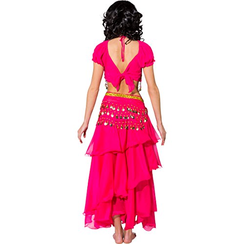 Amakando Traje Bollywood - Fucsia | Disfraz de Mil y Una Noches | Disfraz Jeannie | Traje de Bailarina de Danza del Vientre