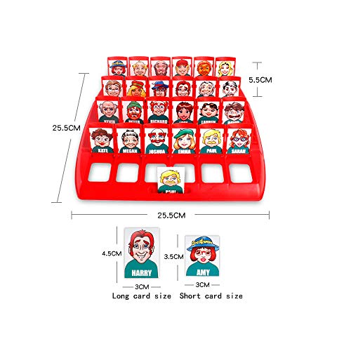 Amasawa Quién es Divertido Juego de Mesa,Adecuado para el Clásico Juego de Mesa Funny Family Guessing Games Kids Children Toy Gift (Rojo y Azul)