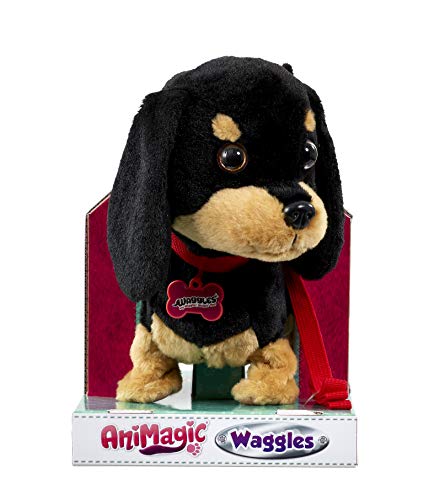 Animagic- Waggles, mi Perrito Salchicha Mascota Que ladra y anda, Color Negro - marrón (256655)