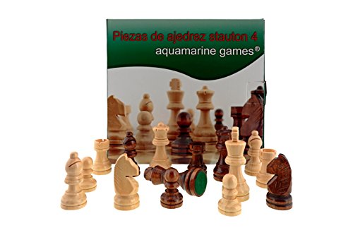 Aquamarine Games- Piezas DE AJEDREZ STAUTON 4, Color Beige y Marron Oscuro, Miscelanea (CP029A)