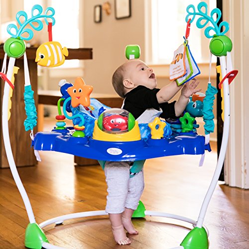 Baby Einstein, Saltador y Centro de actividades Neptune's Ocean Discovery con 15 juguetes interactivos multilingües, luces y música, altura ajustable