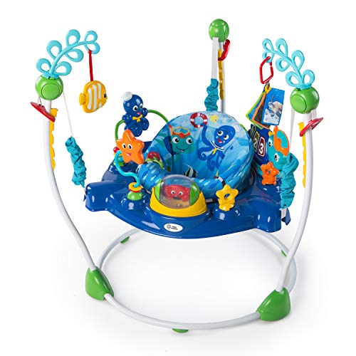 Baby Einstein, Saltador y Centro de actividades Neptune's Ocean Discovery con 15 juguetes interactivos multilingües, luces y música, altura ajustable