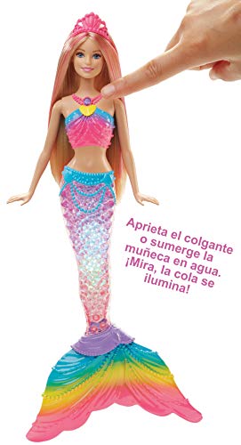 Barbie Dreamtopia, muñeca Sirena Luces de Arcoíris, regalo para niñas y niños 3-9 años (Mattel DHC40) , color/modelo surtido