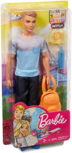 Barbie Vamos de Viaje, muñeco Ken con accesorios, regalo para niñas y niños 3-9 años (Mattel FWV15) , color/modelo surtido