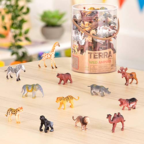 Battat AN6004Z Terra - Figurines juguetes de animales salvajes en un tubo para niños de 3+ años, 10.16 cm x 10.16 cm x 13.97 cm, 60 piezas