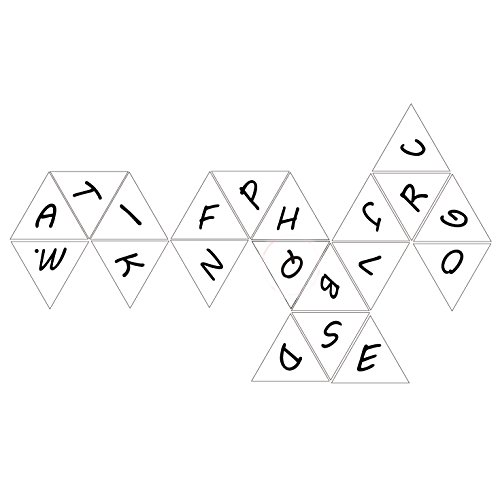 bescon alfabeto dados 20 caras A-T mayúsculas, 20 partes letra dados, 3 piezas Set
