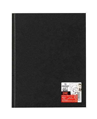 Canson Art Book One - Cuaderno de dibujo  que incluye 98 hojas de papel de dibujo de 100gsm, 21.6 x 27.9 cm, color negro, 1 unidad