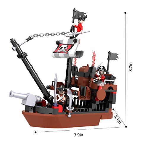 COGO Bateau pirate Sea Rover Jeu de construction de 167 pièces avec 3 différents pirates et cannon réglable 3118