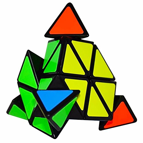 Coolzon® 3x3 Pyraminx Pyramid Cubo Magico Rompecabezas Triángulo Speed Magic Cube Juego de Puzzle Cube 98mm,Negro