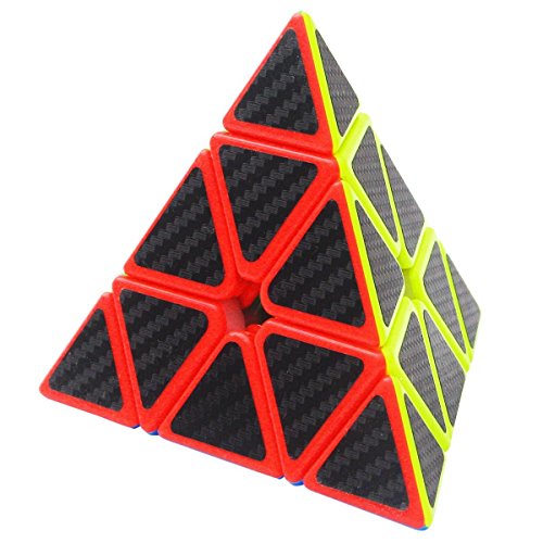 Coolzon Triángulo Pyraminx Puzzle Cube Pyramid Cubo Magico con Pegatina de Fibra de Carbono Velocidad