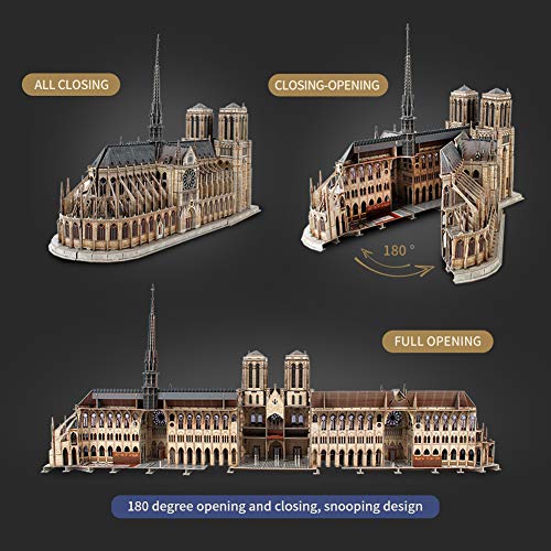 CubicFun Puzzle 3D Francia Notre Dame de Paris Modelo de Arquitectura Kits de Construcción con Estructura Interna Lglesia Gótica Rompecabezas 3D Regalo para Adultos, 293 Piezas