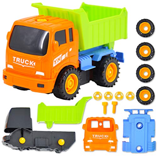 deAO Camiones de Construcción para Montar y Desmontar Conjunto de 4 Camiones - Vehículos de Montaje Incluye Camiones y Destornillador (Multicolor)