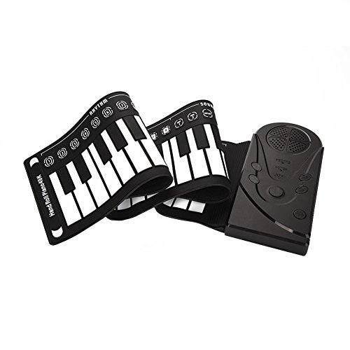 Dilwe Rolling Up Piano, Portatil 49 Teclas Teclado Electronico Hand Roll Piano para Niños Principiantes(Negro)