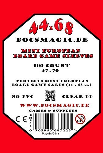 docsmagic.de 100 Mini European Board Game Sleeves - 47 x 70 - Small EU - 44 x 68