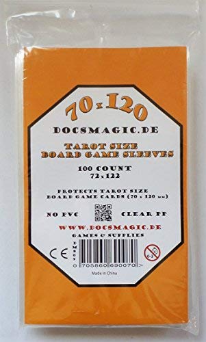 docsmagic.de 100 Tarot Size Board Game Sleeves - 72 x 122 - Oversize - 70 x 120