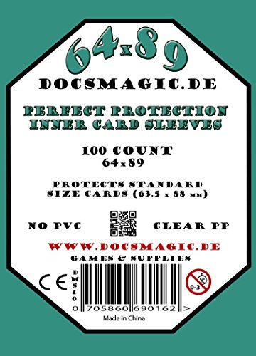 docsmagic.de 1.000 Protection Inner Card Sleeves Clear - 63,5 x 88 10 Packs - Standard Size 64 x 89