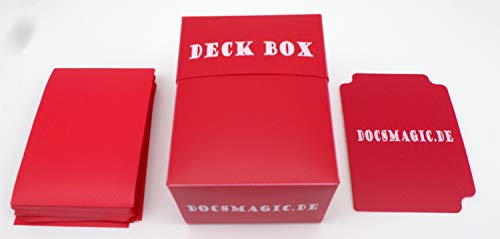docsmagic.de Deck Box + 100 Double Mat Red Sleeves Standard - Caja & Fundas Roja - PKM - MTG